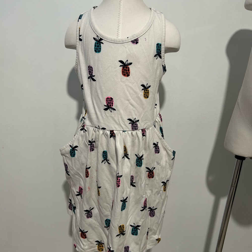 Cat & Jack White Dress with Multicolor Pineapple Design